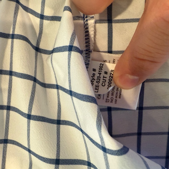 Mizzen+Main White Navy Windowpane Leeward Dress Shirt - Large - Picture 6 of 6